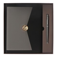 Органайзер на кольцах а5, 80 листов, кожзам, c клапаном, линия, с ручкой, в подарочной коробке, черно-серый Calligrata