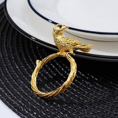 Кольцо для салфетки nature птица, 6×4,5×1,5 см, цвет золотой NO Brand