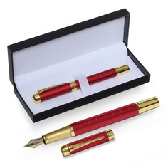 Ручка подарочная роллер, в кожзам футляре, корпус красный, золото Calligrata