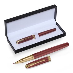Ручка подарочная роллер, в кожзам футляре, корпус розовый, золото Calligrata