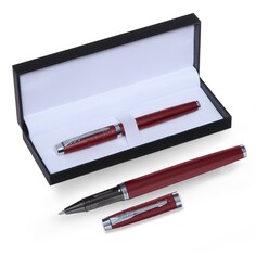 Ручка подарочная роллер, в кожзам футляре, корпус бордо, серебро Calligrata
