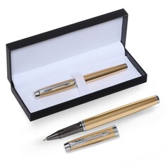 Ручка подарочная роллер, в кожзам футляре, корпус золото, серебро Calligrata