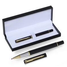 Ручка подарочная роллер, в кожзам футляре, корпус черный, золото, серебро Calligrata
