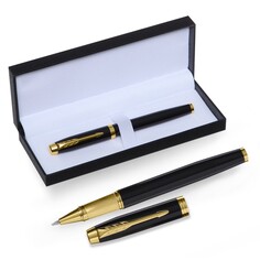 Ручка подарочная роллер, в кожзам футляре пб if, корпус черный/золото Calligrata