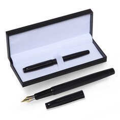 Ручка подарочная перьевая в кожзам футляре, корпус матовый черный Calligrata