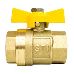 Кран для газа 3/4", г-г, ручка-бабочка, STI