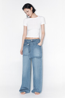 брюки джинсовые женские Джинсы широкие с имитацией юбки Befree