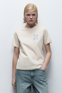 футболка женская Футболка хлопковая свободная с принтом-надписью Befree