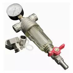 Фильтр механической очистки Vaxt 1/2" для ХВС 100 мкм с манометром Без бренда