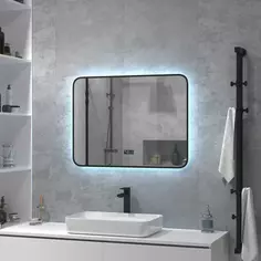Зеркало для ванной Drive с подсветкой 80x60 см цвет черный Без бренда