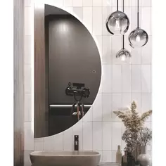 Зеркало для ванной Ориент с подсветкой 55x110 см цвет серебро Без бренда
