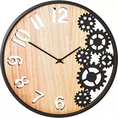 Часы настенные Шестеренки круг МДФ цвет бежево-черный бесшумные ø40 см Без бренда