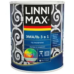 Грунт-эмаль по ржавчине 3 в 1 Linnimax цвет белый полуматовый база Б1 0.75 л