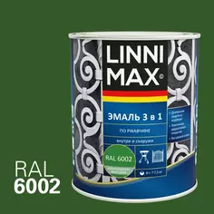 Грунт-эмаль по ржавчине 3 в 1 Linnimax цвет зеленый полуматовый 0.75 л