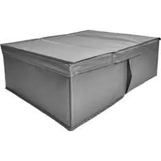 Короб для хранения с крышкой полиэстер 39x55x18 см серый Без бренда