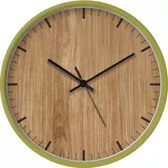 Часы настенные Troykatime Экостиль круглые пластик цвет коричневый/зеленый бесшумные ø30 см