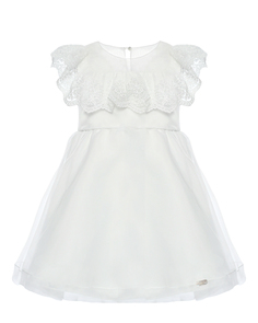 Платье с кружевной рюшей, белое Baby A
