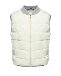 Стеганый жилет с серым кантом, белый Eleventy