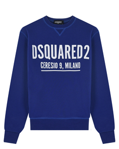 Синий свитшот с белым лого Dsquared2