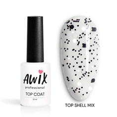 Верхнее покрытие для гель-лаков AWIX Глянцевый топ для ногтей эффектом перепелиное яйцо Shell Mix 10.0