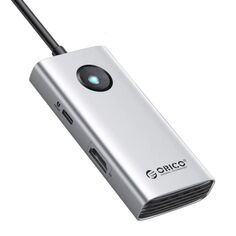 Док-станция Orico PW11-5P 5-в-1, 1*USB-A 3.0, 5 Гбит/с, 2*USB-A 2.0, 480 Мбит/с, 1*USB-C PD 60 Вт, 1*HDMI 4K/60Гц, серебристая