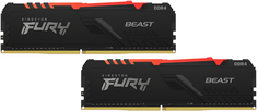 Модуль памяти DDR4 64GB (2*32GB) Kingston FURY KF426C16BB2AK2/64 Beast RGB Black PnP 2666MHz CL16 2RX8 1.2V 288-pin 16Gbit