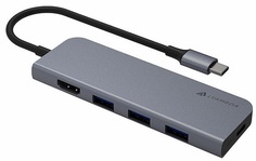 Разветвитель Lyambda Slim Aluminum LC173 Type-C Multimedia 4K/USB Hub, gray