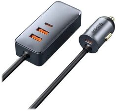 Зарядное устройство автомобильное Baseus CCBT-A0G USB+USB-C+прикуриватель, 3A, черный
