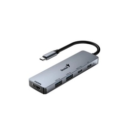 Концентратор Genius UH-500,Grey 31240003400 2 порта USB-А, 1 порт USB-С, 1 порт USB-С PD, 1 порт HDMI, USB 3.0, до 5 Гбит/с, Type C, 15 см