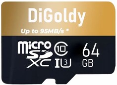 Карта памяти MicroSDXC 64GB DiGoldy DG064GCSDXC10UHS-1-ElU3 Class 10 Extreme Pro UHS-I U3 (95 Mb/s) + SD адаптер