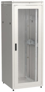 Шкаф напольный 19", 42U ITK LN35-42U88-GM LINEA N 800х800мм стеклянная передняя дверь задняя металлическая, серый