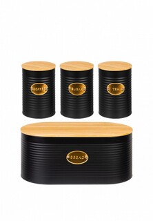 Набор контейнеров для хранения продуктов Elan Gallery 900 мл с бамбуковыми крышками и Хлебница 34х18х14 см с бамбуковой крышкой