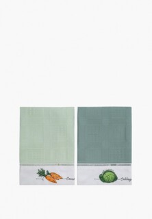 Набор полотенец кухонных Bellehome вафельных Vegetables с вышивкой, 40х70 см 2 шт.