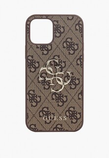 Чехол для iPhone Guess 12/12 Pro, PU 4G Big metal logo Brown