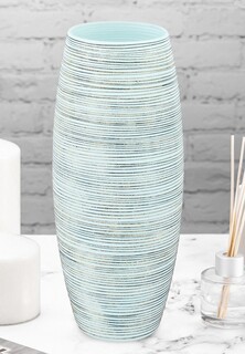 Ваза Elan Gallery 11х11х26 см Голубая с золотыми нитями бочонок