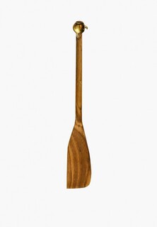 Лопатка кулинарная Кольчугинский мельхиор деревянная с латунной накладкой узкая "Яблоко"