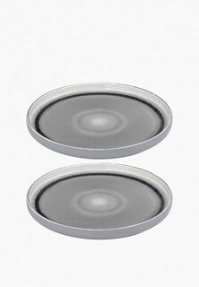 Набор тарелок Elan Gallery Серый меланж, с бортиком, NEW BONE CHINA, 25,5х25,5х2,5 см
