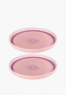 Набор тарелок Elan Gallery Розовый меланж, с бортиком, NEW BONE CHINA, 25,5х25,5х2,5 см