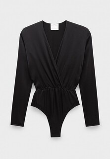 Боди Forte Forte stretch silk satin long sleeves body nero