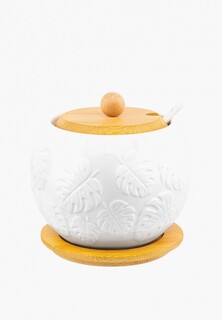 Сахарница Elan Gallery 620 мл, с деревянной крышкой, с ложкой, на деревянной подставке