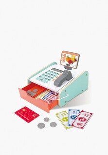 Набор игровой Hape Деревянная касса с бумажными деньгами, монетами, пластиковой картой и сканером товаров