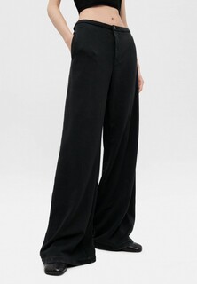 Брюки Forte Forte diagonal cotton fleece wide leg pants noir