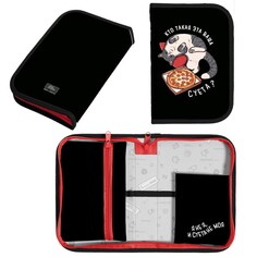 Пенал 1 секция 140 х 210 х 40 мм, откидной карман и косметичка, тканевый, calligrata top content