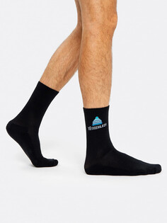 Высокие мужские носки черного с махровой стопой и забавной надписью Mark Formelle