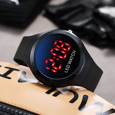 Часы наручные электронные, d-4.3 см, ремешок силикон 23.5 см, черные NO Brand
