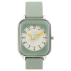Часы наручные женские, d-2 см, ремешок силикон l-25 см, зеленые NO Brand