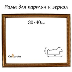 Рама для картин (зеркал) 30 х 40 х 2,8 см, пластиковая, calligrata 6448, золотой