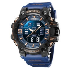 Часы наручные электронные, с будильником, d-5.8 см, ремешок l-26 см, 5 atm, синий ремешок NO Brand