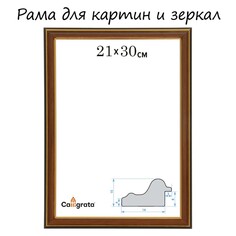 Рама для картин (зеркал) 21 х 30 х 2,0 см, пластиковая, calligrata plv, ольха