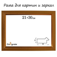 Рама для картин (зеркал) 21 х 30 х 2,8 см, пластиковая, calligrata 6528, золотая